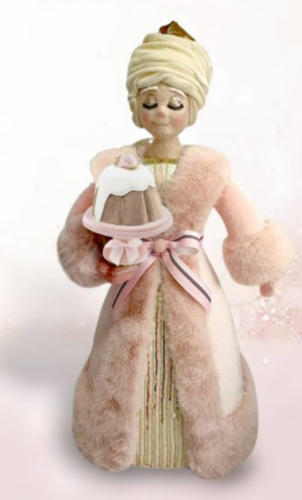 25" Pink Mrs Claus with Cake - Made of Foam and Fabric