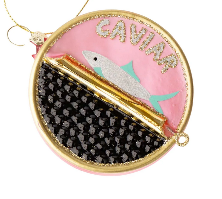 3" Glass Caviar Ornament in Pink