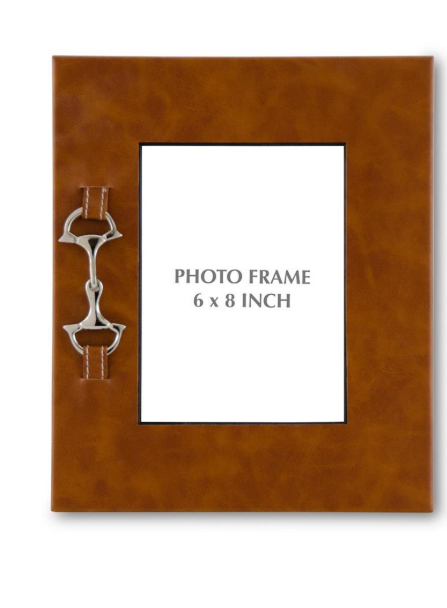 11.25 " Tan Leather Photo Frames with Silver Horse Bit