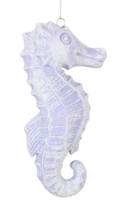 6.5" Seahorse Glitter Ornament - Choice of Purple or Turquoise