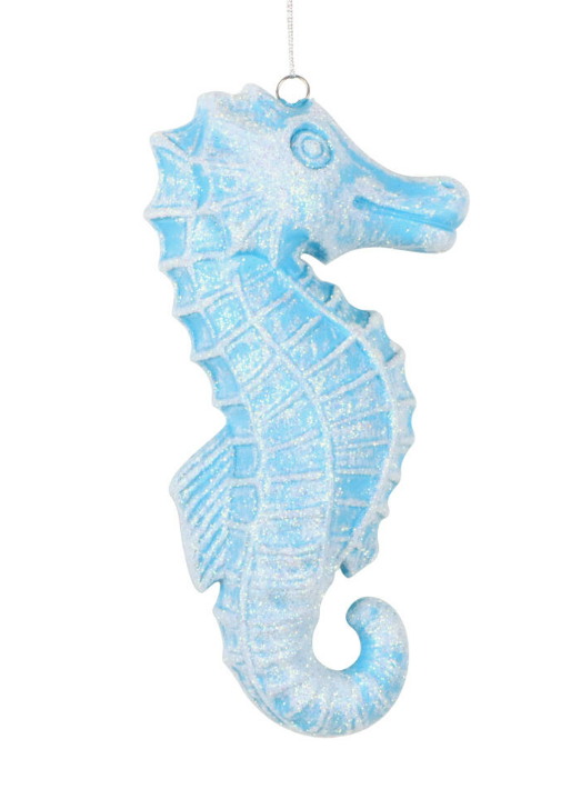 6.5" Seahorse Glitter Ornament - Choice of Purple or Turquoise