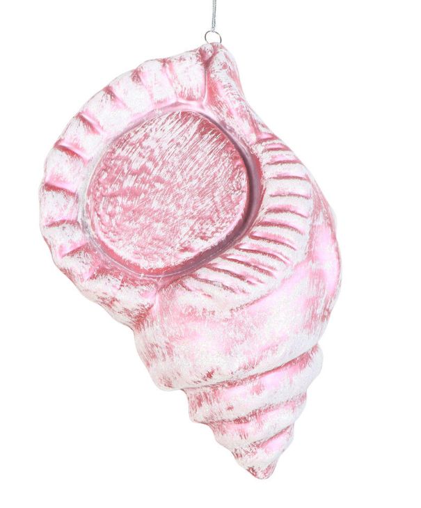 10" Conch Shell Glitter Ornament - Pink or Seafoam