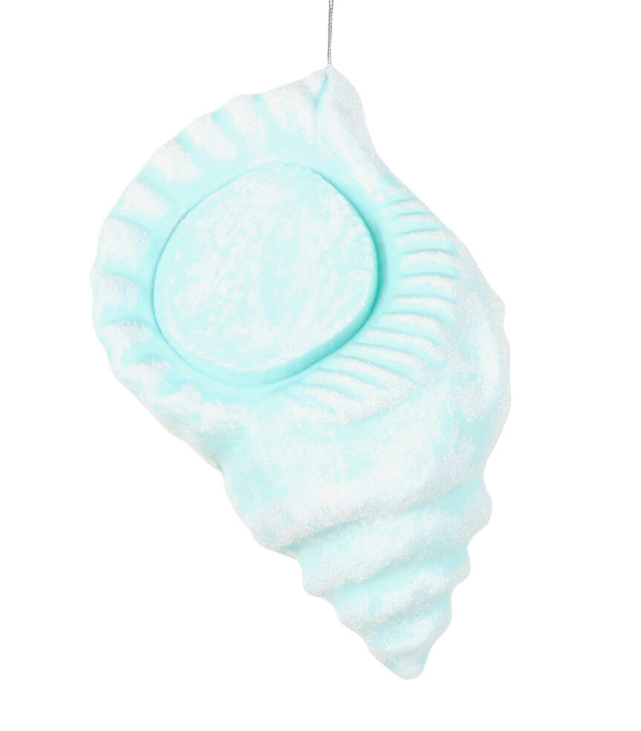 10" Conch Shell Glitter Ornament - Pink or Seafoam