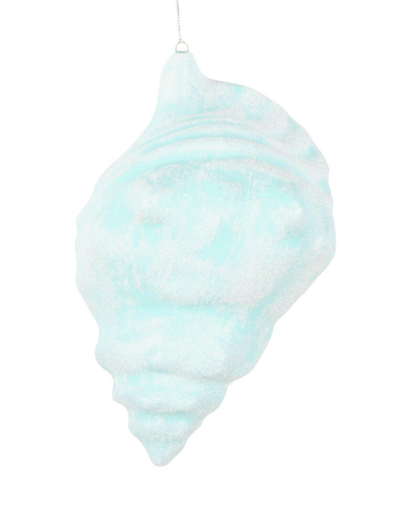 10" Conch Shell Glitter Ornament - Pink or Seafoam