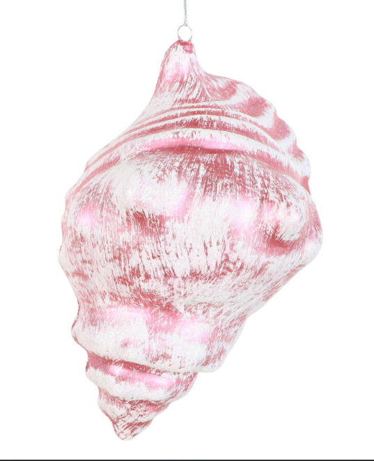 10" Conch Shell Glitter Ornament - Pink or Seafoam