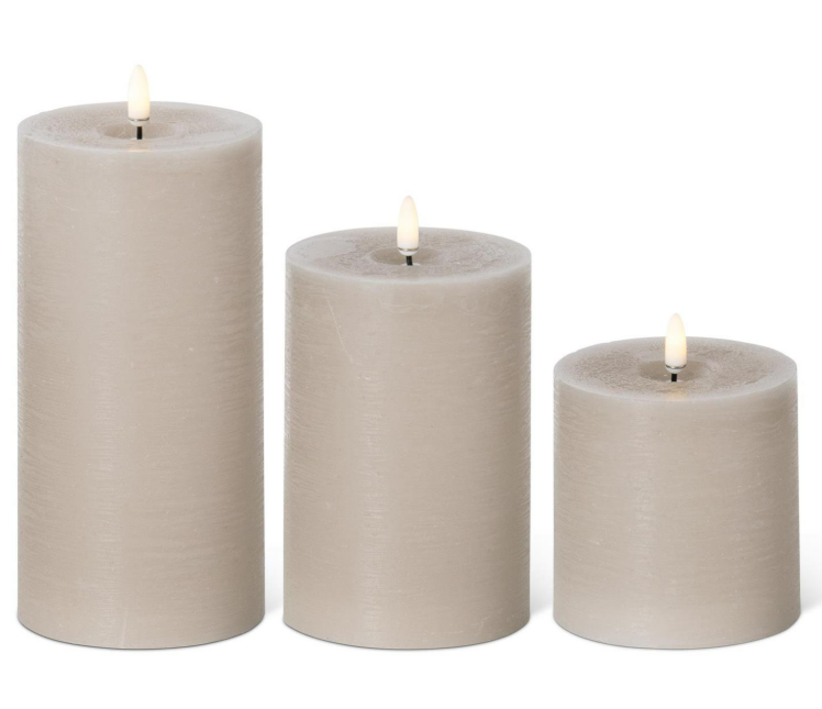 Taupe ON/OFF Touch LED Pillar Candle with Timer - Choice of 3 Sizes