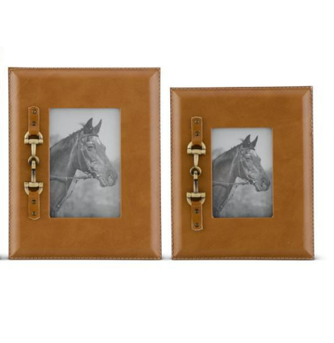 Tan Photo Frames with Gold Horse Bit- 4" x 6" or  5" x 7"