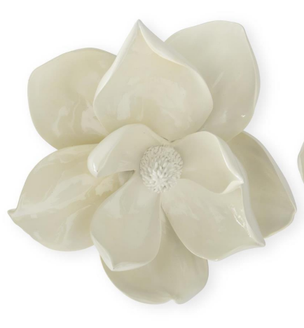 White Resin Wall Hanging Magnolia Blooms - Choice of 2 Sizes