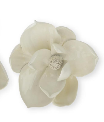 White Resin Wall Hanging Magnolia Blooms - Choice of 2 Sizes