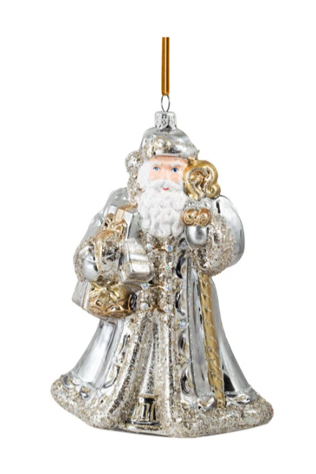 Silver and Gold Santa with Drum and Toys