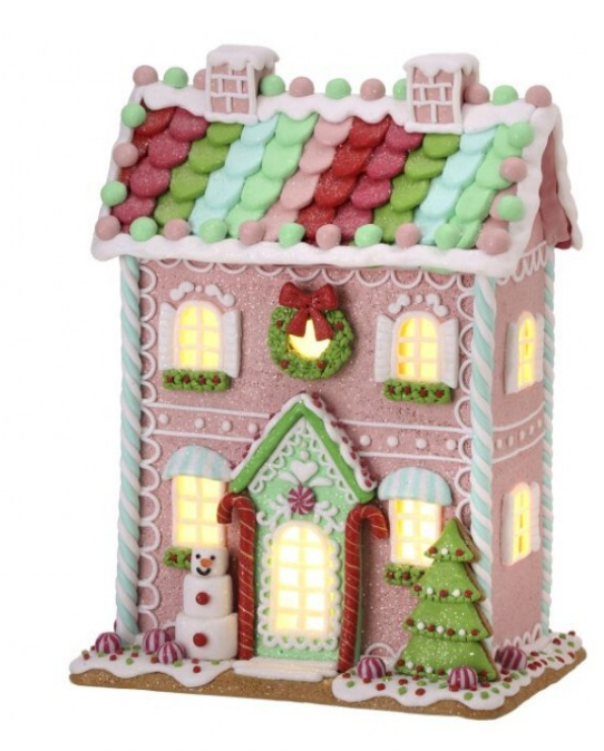 14" Sweet Treats House with LED lights, Battery and Timer - Pastel