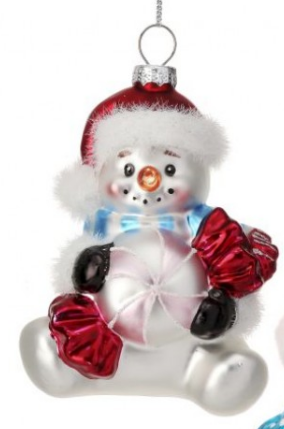 5" Glass Sweets Snowman Ornament - Choice of 2 Styles