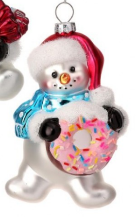 5" Glass Sweets Snowman Ornament - Choice of 2 Styles