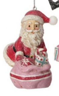 3.5" - 4.5" Resin Santas with Gifts Ornaments- Choice of 3 Styles