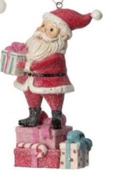 3.5" - 4.5" Resin Santas with Gifts Ornaments- Choice of 3 Styles