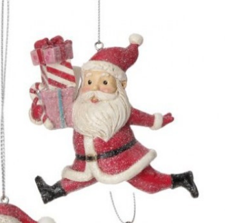 3.5" - 4.5" Resin Santas with Gifts Ornaments- Choice of 3 Styles