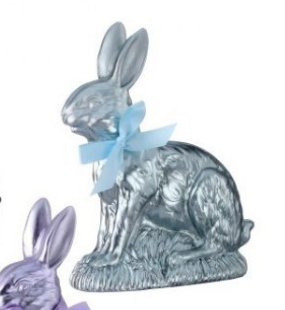 9" Resin Foil Chocolate Bunny - Choice of 4 Colors - Gold, Pink, Purple or Blue