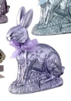 9" Resin Foil Chocolate Bunny - Choice of 4 Colors - Gold, Pink, Purple or Blue