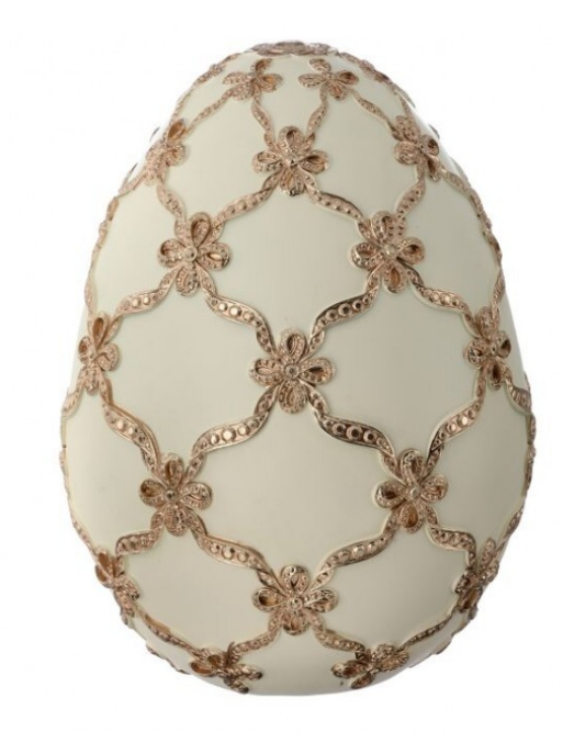 9" Resin Gilded Lattice Egg - Choice of Chocolate/Champagne Or Ivory/Champagne