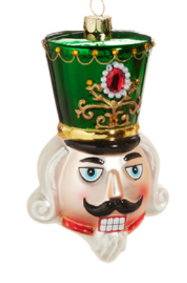 RAZ 4.75" Nutcracker Head Ornaments - Choice of Red, Green or Black Hat
