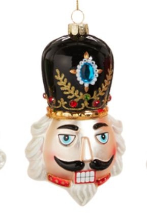 RAZ 4.75" Nutcracker Head Ornaments - Choice of Red, Green or Black Hat