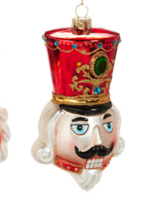 RAZ 4.75" Nutcracker Head Ornaments - Choice of Red, Green or Black Hat
