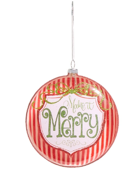 RAZ 5" Merry Shield Disc Ornament - Choice of 3 Styles