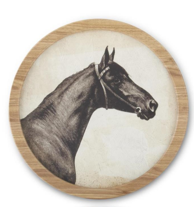 15.75" Round Natural Framed Horse Head Prints - Choice of 4 Styles