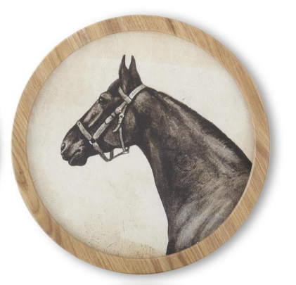 15.75" Round Natural Framed Horse Head Prints - Choice of 4 Styles