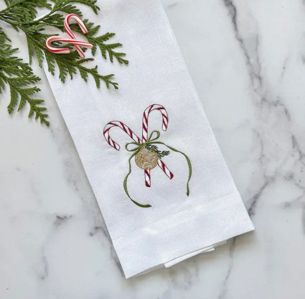 NEW CANDY CANE LINEN TOWEL