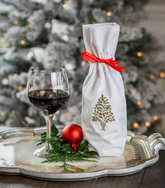 Holly Tree Velvet Wine Bag