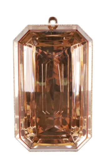 8" Acrylic Precious Gem Rectangle Ornament - Rose Gold