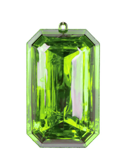 8" Acrylic Precious Gem Rectangle Ornament - LIME GREEN