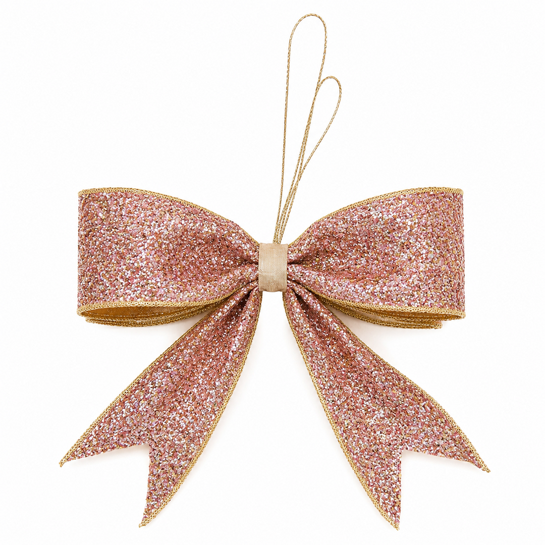 7" X 8" Premade Confetti Wired Bow - Mutli Pink and Gold