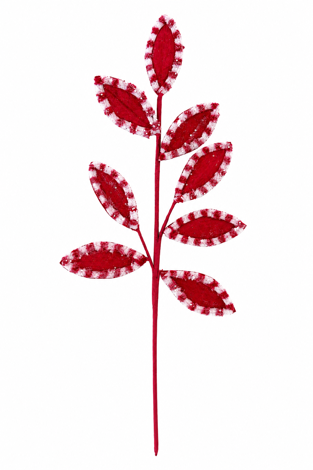 27" Candy with Snowglitter Spray Stem in Red and White