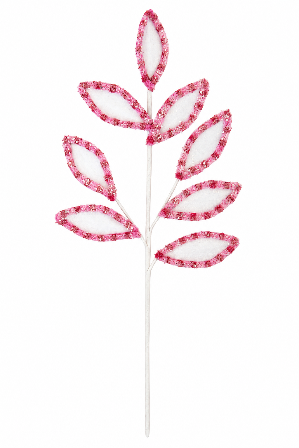 27" Candy with Snowglitter Spray Stem in Pink and White