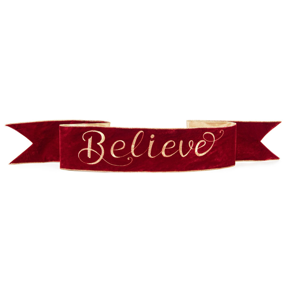 6" x 70 "  Believe Velvet Banner in Red