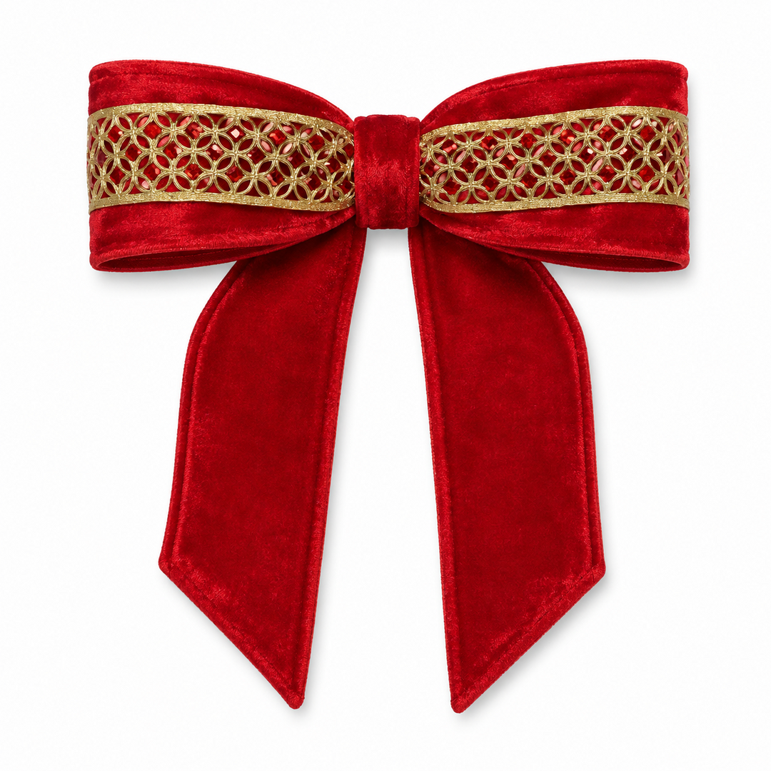 Diamond Jewel Bow Premade Bow - Red or Ivory/White