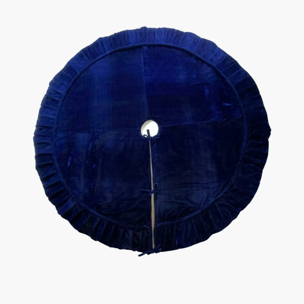 60" Midnight Blue Plush Velvet Christmas Tree Skirt