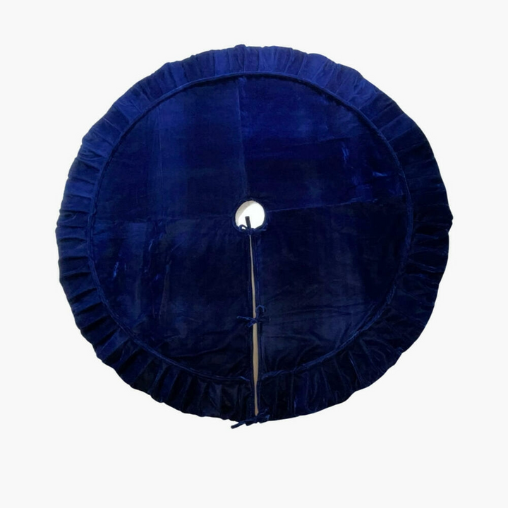 60" Midnight Blue Plush Velvet Christmas Tree Skirt