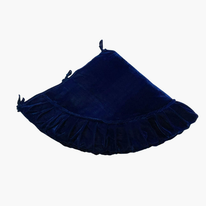 60" Midnight Blue Plush Velvet Christmas Tree Skirt