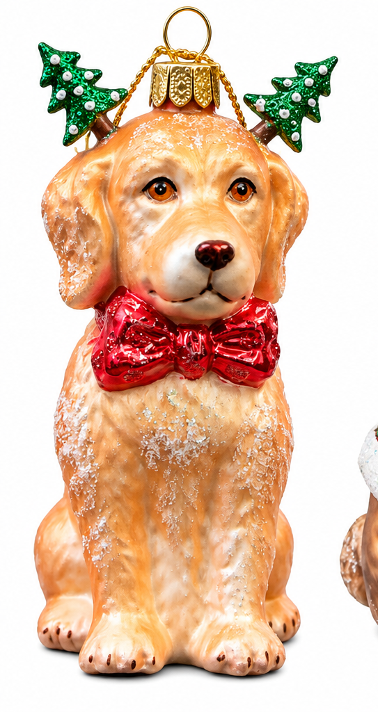 5" Christmas Puppy Ornament - Choice of 3 Different Dog breeds
