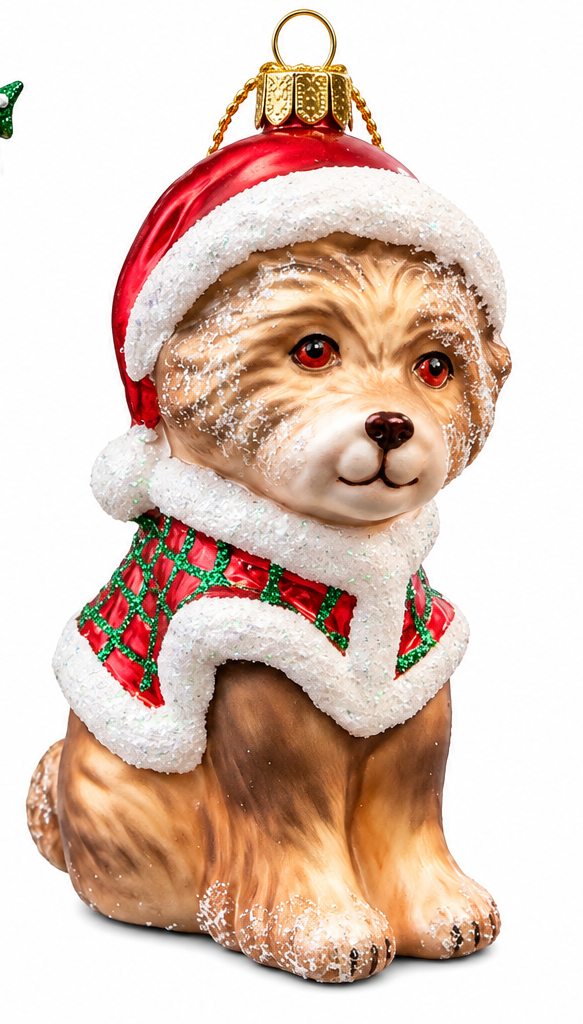 5" Christmas Puppy Ornament - Choice of 3 Different Dog breeds