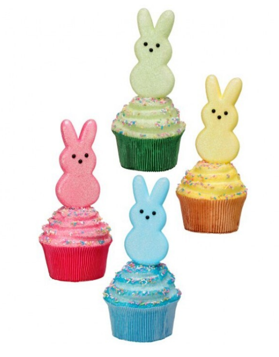 Styro Glittered Bunny Peep Cupcakes - Set of 4