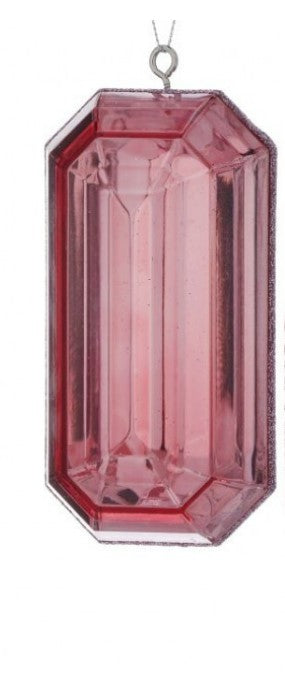 5" Acrylic Precious Gem Ornament - PINK - Choose from Rec or Oblong