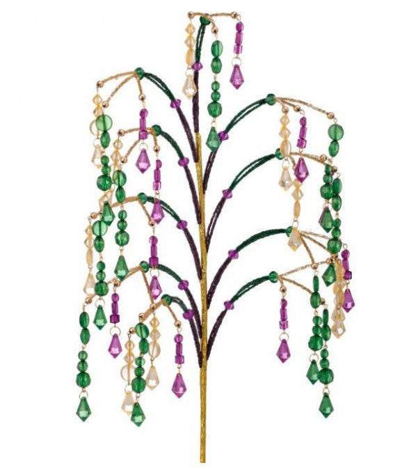 22" Acrylic Falling Bead Spray Stem - Green, GOld and Purple