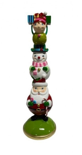 37" Resin Elf, Snowman, and Santa Stacker