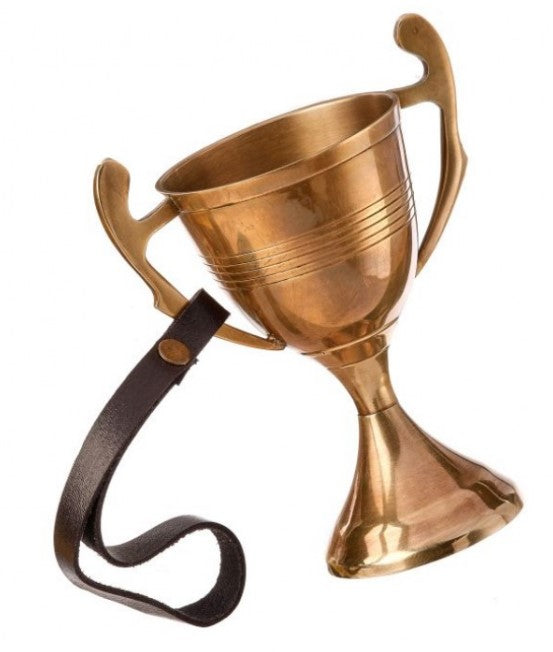 8"  Brass  Trophy with Leather Strap Ornament