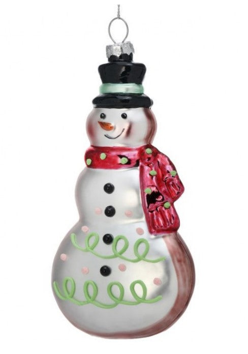 6" Glass Holiday Sweets Snowman Ornament