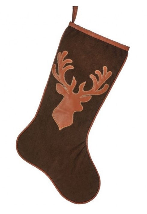 20" Velvet Embroidered Deer Stocking